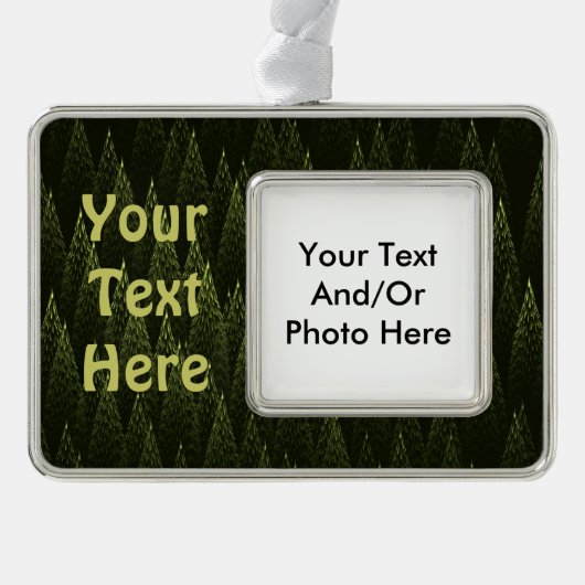 Fractal Conifer Forest Verzilverd Omlijst Ornament (Voorkant)