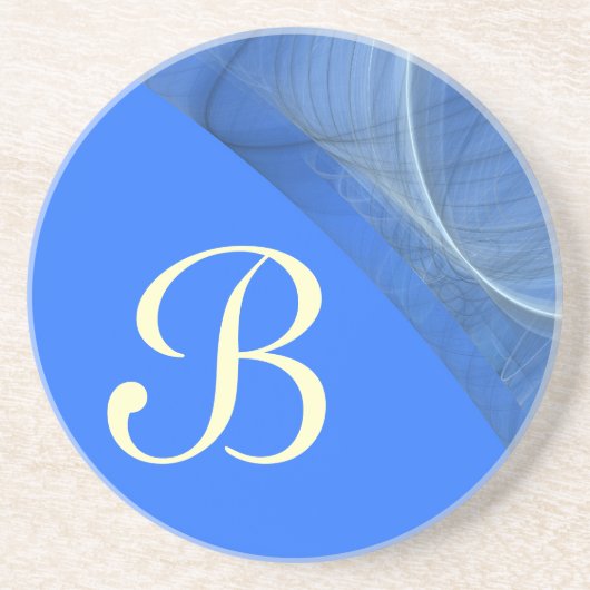 Fractal Corner reeks-11-Blauw onderzetter-1 van kl Zandsteen Onderzetter (Voorkant)