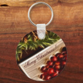 Fractal Cranberry Kerstmis met tekst Sleutelhanger (Voorkant)