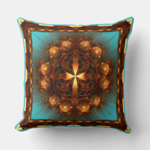 Fractal cross  gloeipatroon kussen