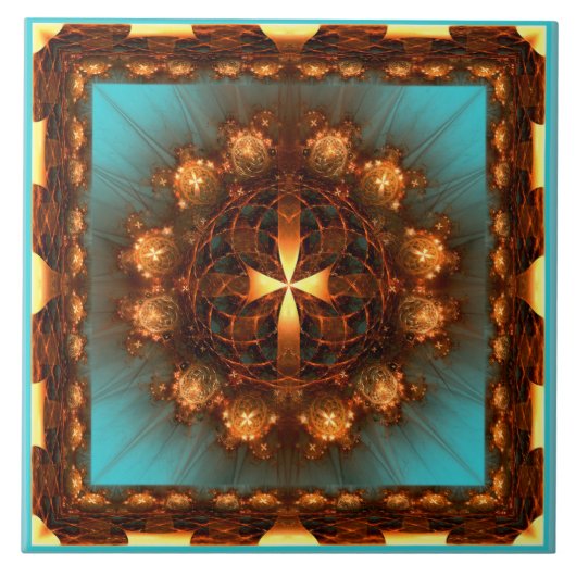 Fractal cross gloeipatroon tegeltje (Voorkant)
