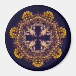 Fractal cross mandala magneet