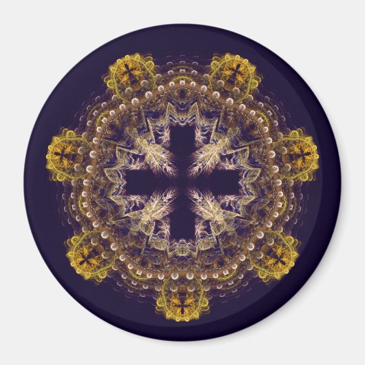 Fractal cross mandala magneet (Voorkant)