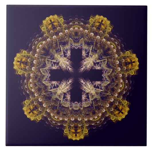Fractal cross mandala tegeltje (Voorkant)