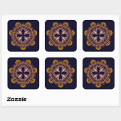 Fractal cross mandala vierkante sticker (Vel)