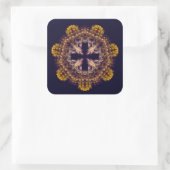 Fractal cross mandala vierkante sticker (Tas)