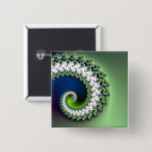 Fractal curly-knop vierkante button 5,1 cm (Voorkant /achterkant)
