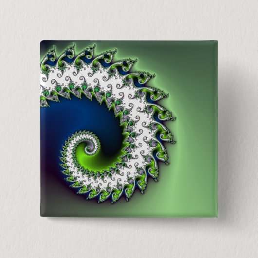 Fractal curly-knop vierkante button 5,1 cm (Voorkant)