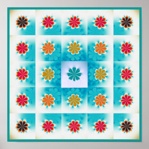 Fractal Daisies-patroon Poster