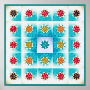 Fractal Daisies Patroon Poster