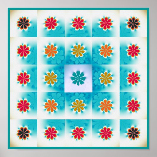 Fractal Daisies Patroon Poster (Voorkant)