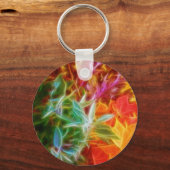Fractal de Regenboog van de Bladeren van de Herfst Sleutelhanger (Voorkant)