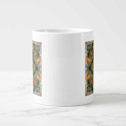 Fractal Design of Lovebird Feathers Grote Koffiekop (Voorkant)