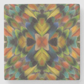 Fractal Design of Lovebird Feathers Stenen Onderzetter (Voorkant)