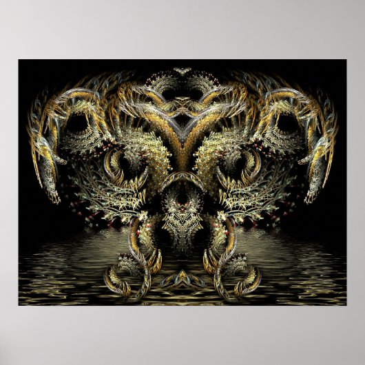 Fractal Dragon Owl Poster (Voorkant)