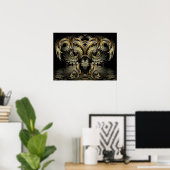 Fractal Dragon Owl Poster (Thuiskantoor)