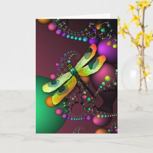 Fractal Dragonfly Kaart (Gele Bloem)