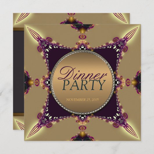 Fractal Dreams Dinner Party Invitation Kaart (Voorkant / Achterkant)