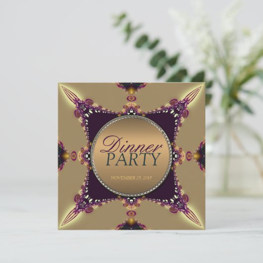 Fractal Dreams Dinner Party Invitation Kaart (Staand voorkant)
