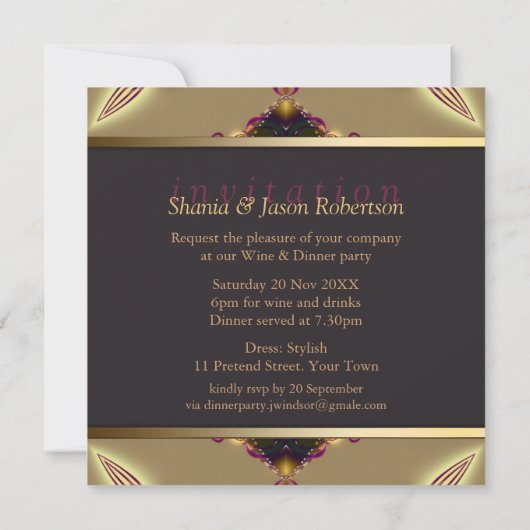 Fractal Dreams Dinner Party Invitation Kaart (Achterkant)