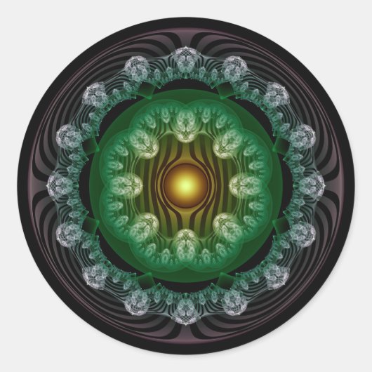 Fractal elegant ornament classic ronde sticker (Voorkant)