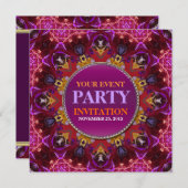 Fractal Embroidery mandala Party Invitation Kaart (Voorkant / Achterkant)