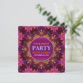Fractal Embroidery mandala Party Invitation Kaart (Staand voorkant)
