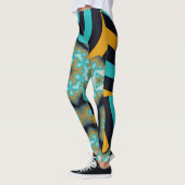 Fractal en geometrisch patroon in turkooistisch si leggings (Links)