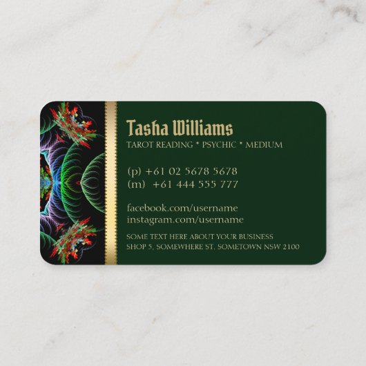 Fractal energie godin tarot Visitekaartjes (Achterkant)