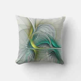 Fractal Evolution, Golden Turquoise Abstracte Art Buitenkussen