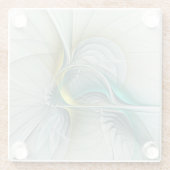 Fractal Evolution, Golden Turquoise Abstracte Art Glazen Onderzetter (Achterkant)