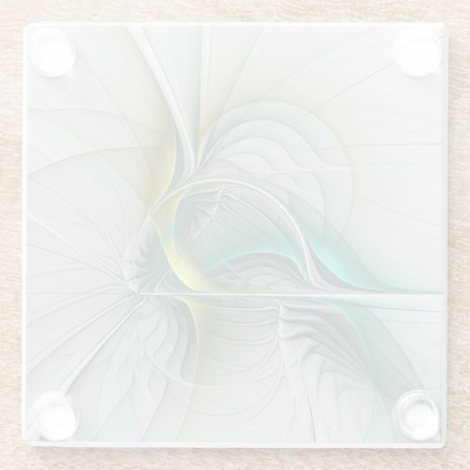 Fractal Evolution, Golden Turquoise Abstracte Art Glazen Onderzetter (Achterkant)