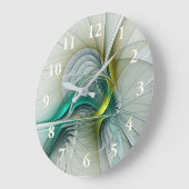 Fractal Evolution, Golden Turquoise Abstracte Art Grote Klok (Hoek)