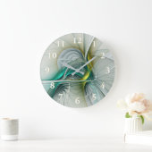 Fractal Evolution, Golden Turquoise Abstracte Art Grote Klok (Huis)