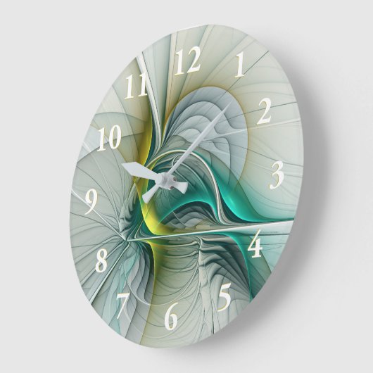 Fractal Evolution, Golden Turquoise Abstracte Art Grote Klok (Hoek)