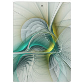 Fractal Evolution, Golden Turquoise Abstracte Art Klembord (Achterkant)