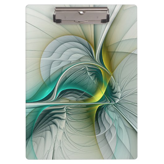 Fractal Evolution, Golden Turquoise Abstracte Art Klembord (Voorkant)