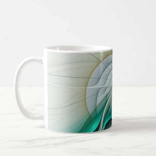 Fractal Evolution, Golden Turquoise Abstracte Art Koffiemok (Links)