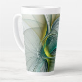 Fractal Evolution, Golden Turquoise Abstracte Art Latte Mok (Linkerhoek)