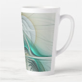 Fractal Evolution, Golden Turquoise Abstracte Art Latte Mok (Rechts)