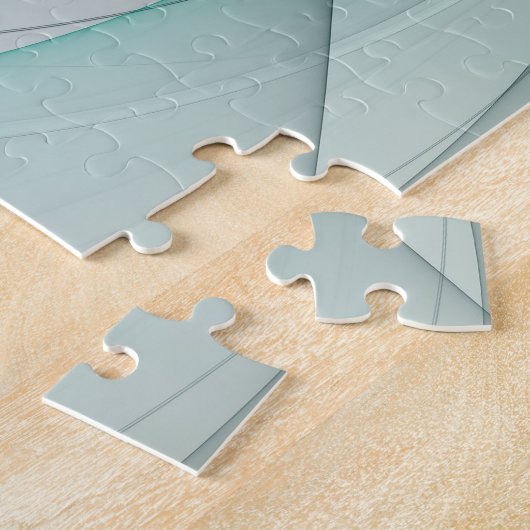 Fractal Evolution, Golden Turquoise Abstracte Art Legpuzzel (Zijkant)