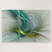 Fractal Evolution, Golden Turquoise Abstracte Art Legpuzzel (Horizontaal)