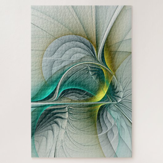 Fractal Evolution, Golden Turquoise Abstracte Art Legpuzzel (Verticaal)