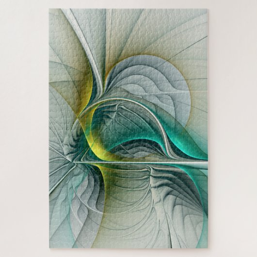 Fractal Evolution, Golden Turquoise Abstracte Art Legpuzzel (Verticaal)