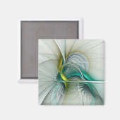 Fractal Evolution, Golden Turquoise Abstracte Art Magneet (Voorkant / Achterkant)