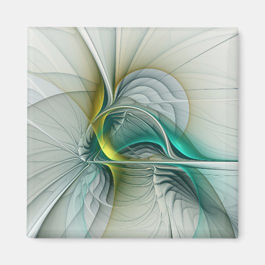Fractal Evolution, Golden Turquoise Abstracte Art Magneet (Voorkant)