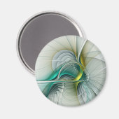 Fractal Evolution, Golden Turquoise Abstracte Art Magneet (Voorkant / Achterkant)