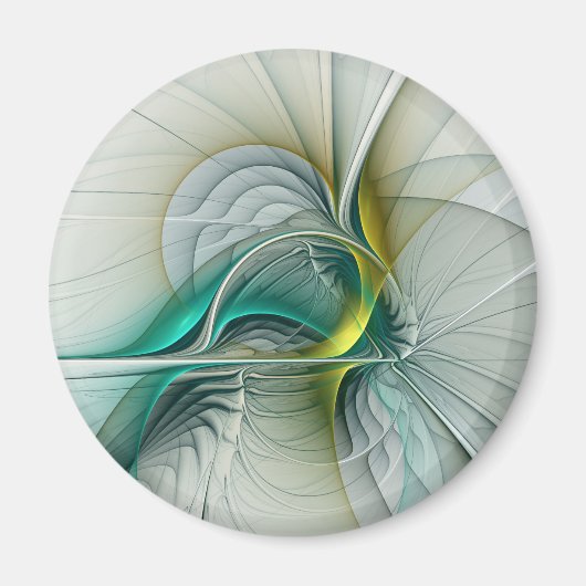 Fractal Evolution, Golden Turquoise Abstracte Art Magneet (Voorkant)