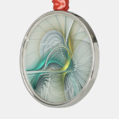 Fractal Evolution, Golden Turquoise Abstracte Art Metalen Ornament (Links)