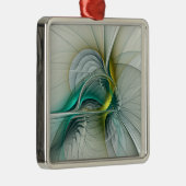 Fractal Evolution, Golden Turquoise Abstracte Art Metalen Ornament (Rechts)